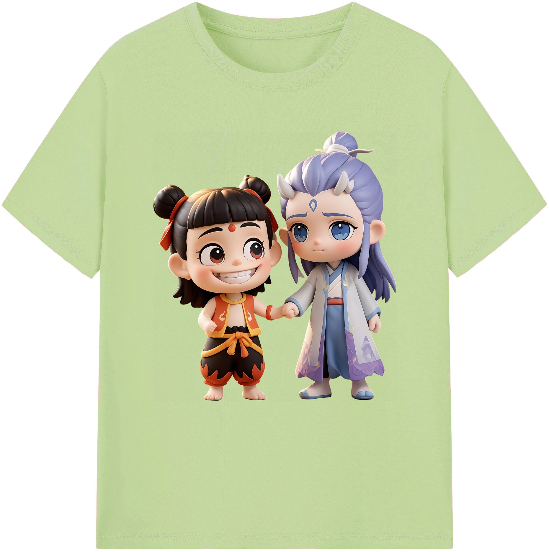（画像用） Ne Zha 2 ナタ 魔童の大暴れ 綿100％半袖Tシャツ（フロントプリント）